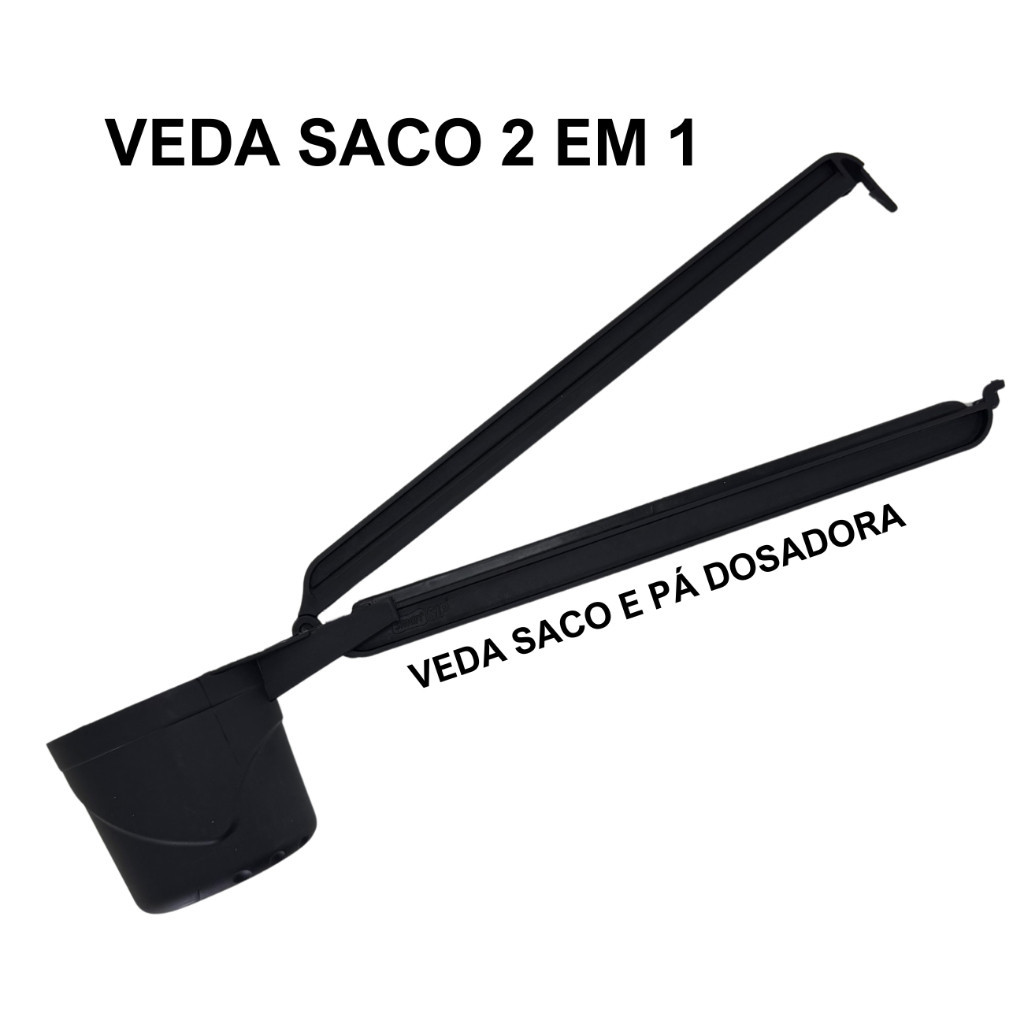 Veda Saco De Ração 2 em 1 Veda Saco E Pá Dosadora Prendedor Para Sacos Pet – Furacão Pet