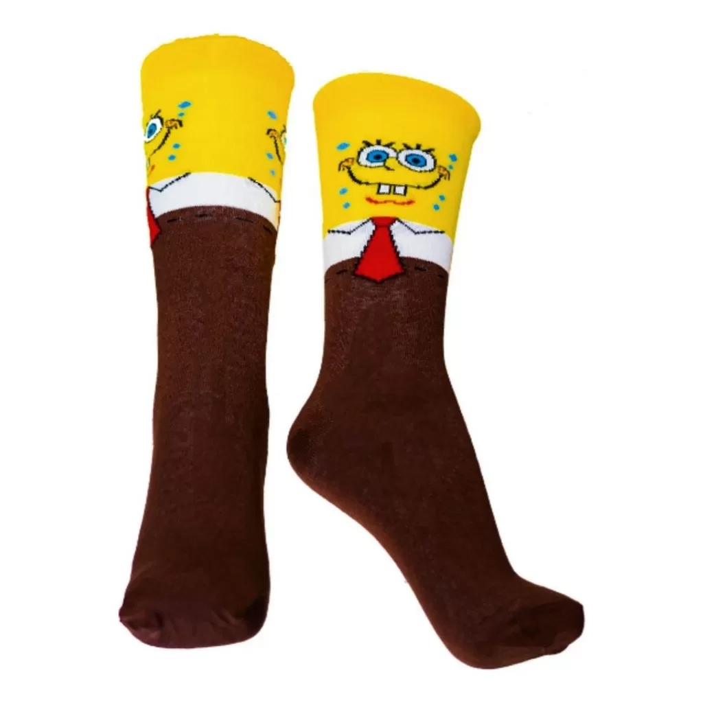 Meia Cano Alto Divertida Bob Esponja Terno Casual Academia