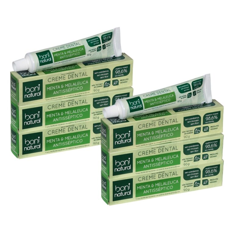 KIT 6 Creme Dental Boni Natural Menta  e Melaleuca