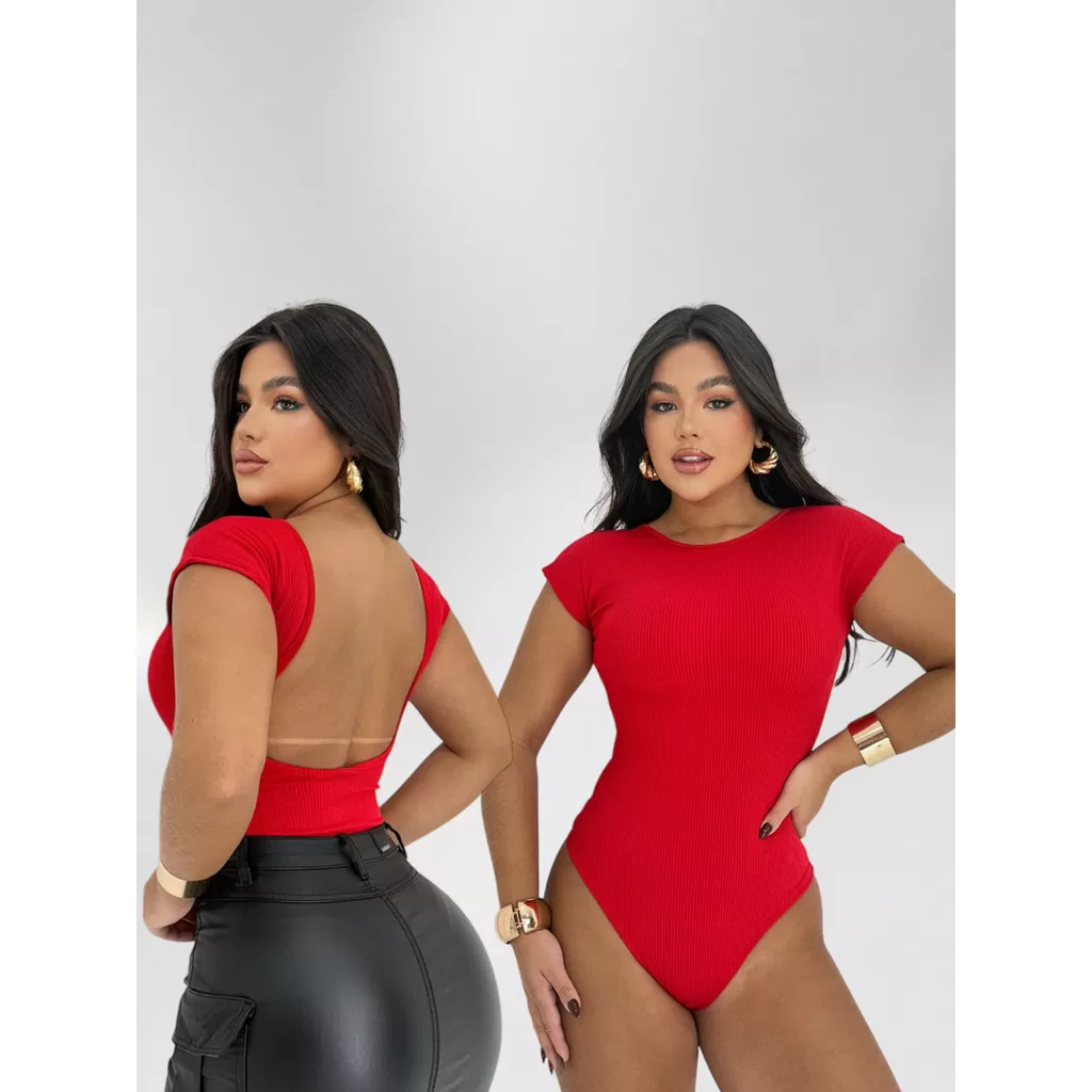 Body Bori Feminino Costa Aberta Collant Decote Costa Básico Casual Dia Noite Blusa Manga Verão
