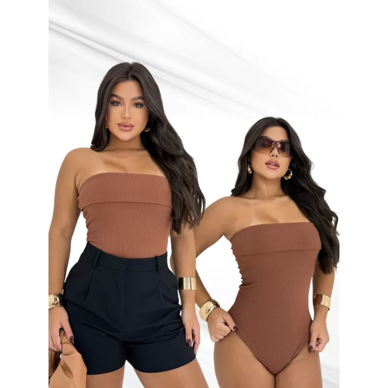 Top Body Básico Feminino Tomara que Caia Comprido