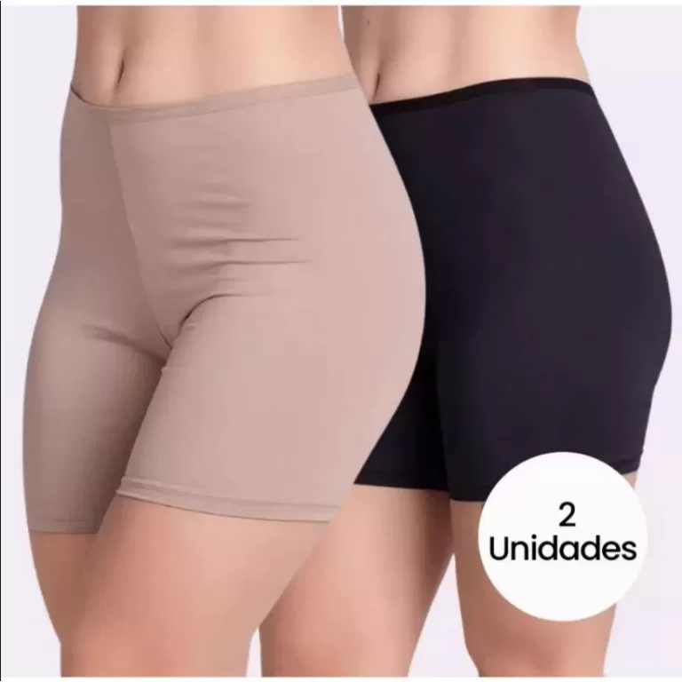 Kit Dois Short Anágua Liso Conforto Meia Perna Se