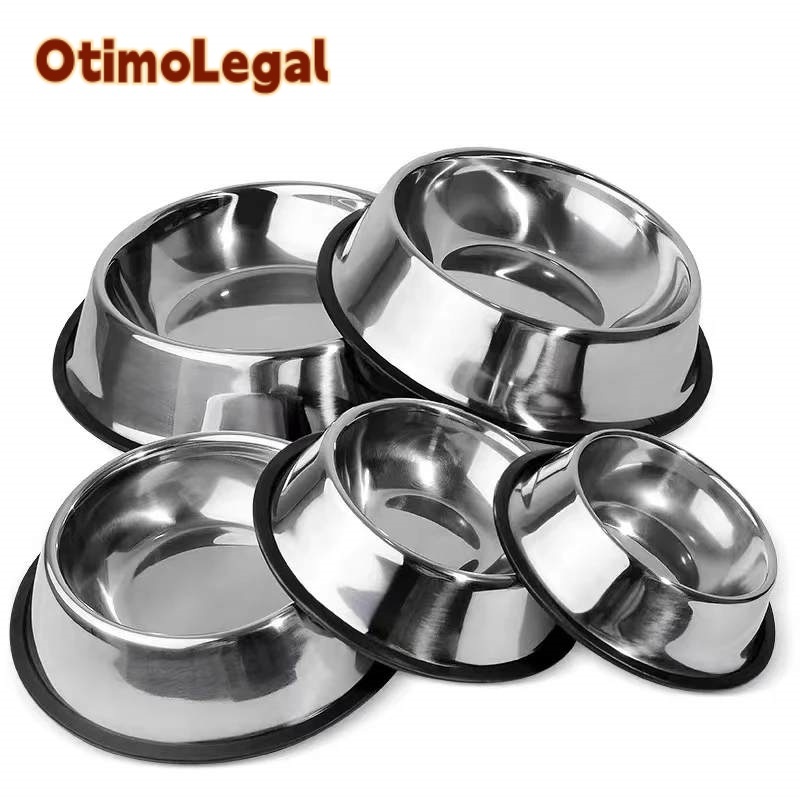 Comedouro ou Bebedouro Inox Para Pet Cachorro Gato e Outros com Base Antiderrapante 150ml a 1400ml