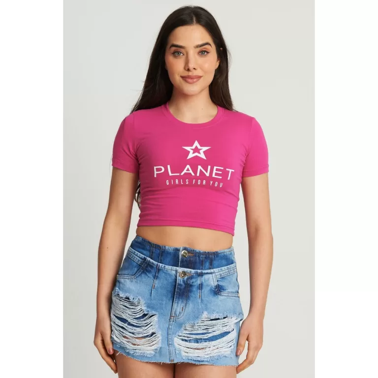 Cropped Feminino Logo Star Planet Girls Rosa