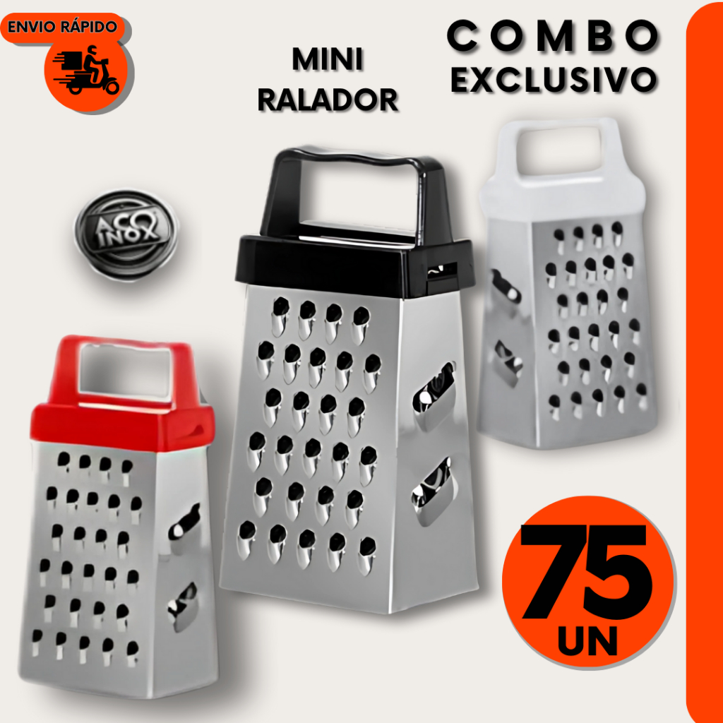 Kit 75 Mini Raladores 4 Faces Aço Inox P/ Lembranças Festa e Chá de Cozinha
