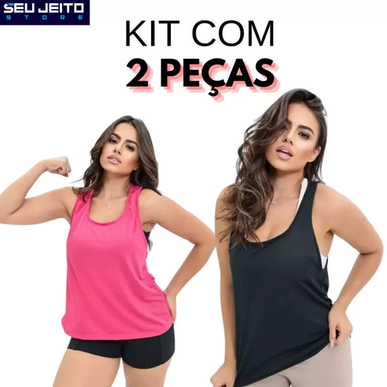 Kit com 2 Camisetas Regatas Feminina Dry Fit Acade