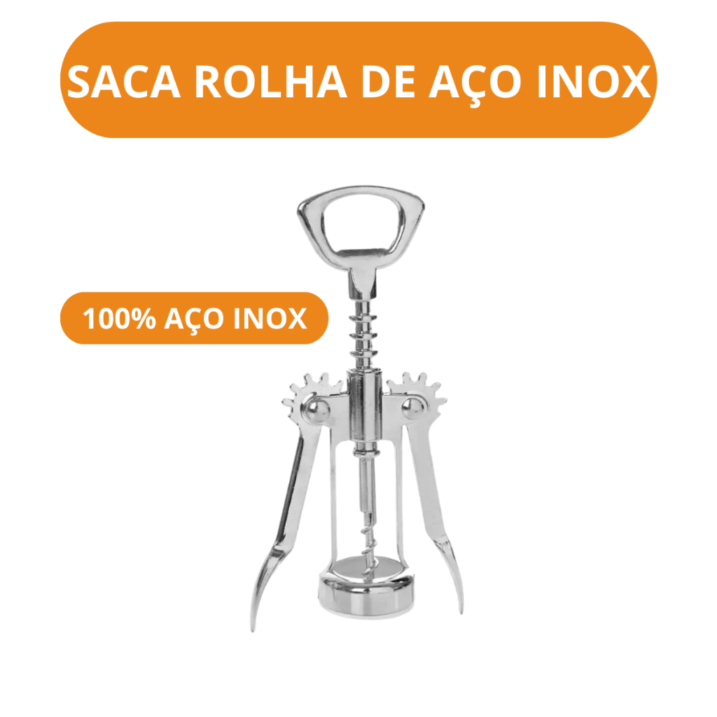 Saca Rolha Vinho Aço Inox Abridor De Garrafas