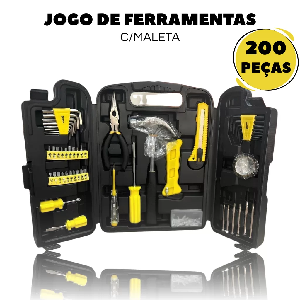 Maleta Ferramenta Completo Multifuncional 200 peças Manual