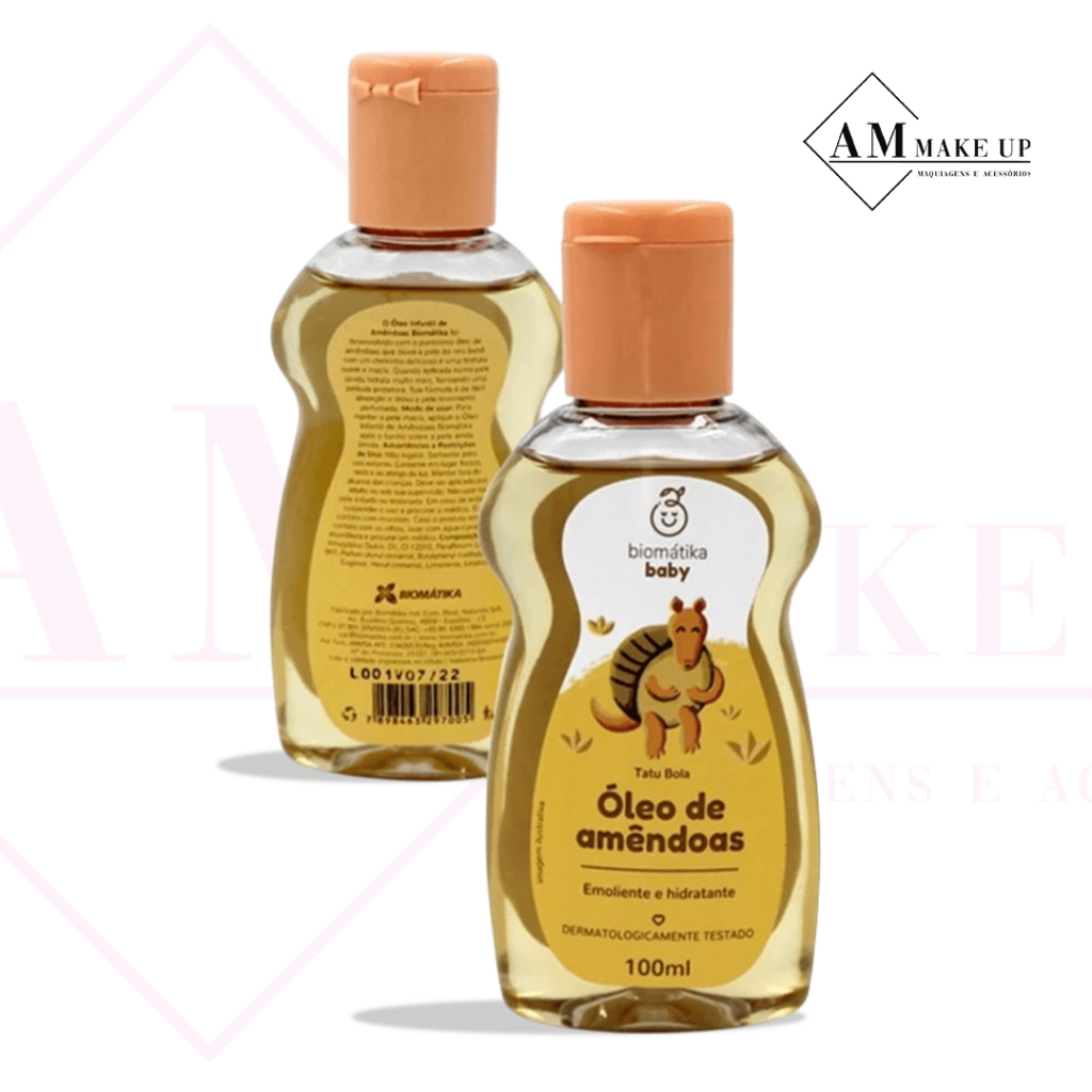 Óleo Hidratante Emoliente Bebê Infantil Biomatika Baby Amêndoas Rosto e Corpo 100ml Massageador Hipo