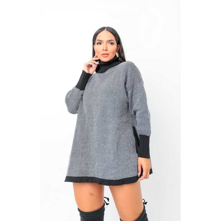 Poncho Tricot Inverno Gola alta Tendencia Blog Mod