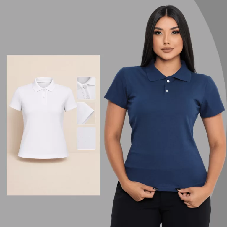 Blusa Polo Feminina Algodão Baby Look Confortáve