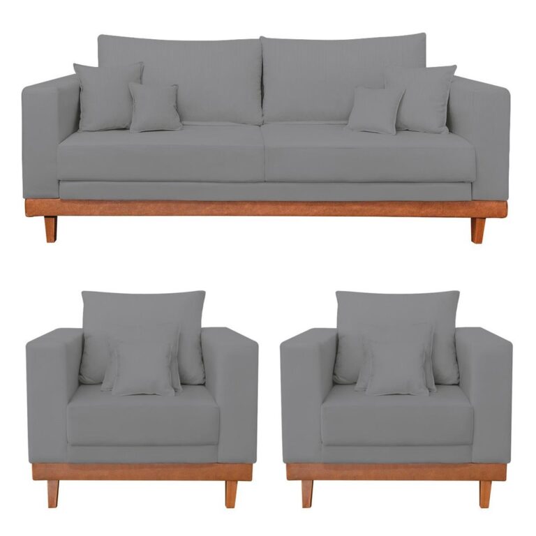 Kit 2 Poltronas Living + Sofá 2 Lugares com Base 
