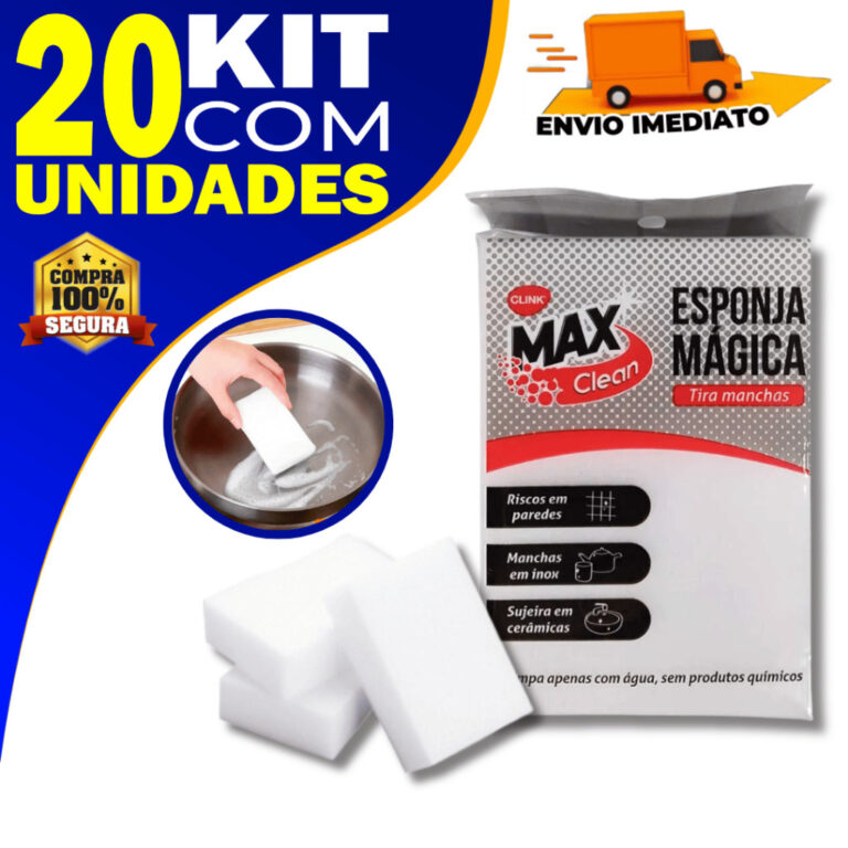 Kit 20 Esponja Mágica Branca Bucha Tira Manchas R