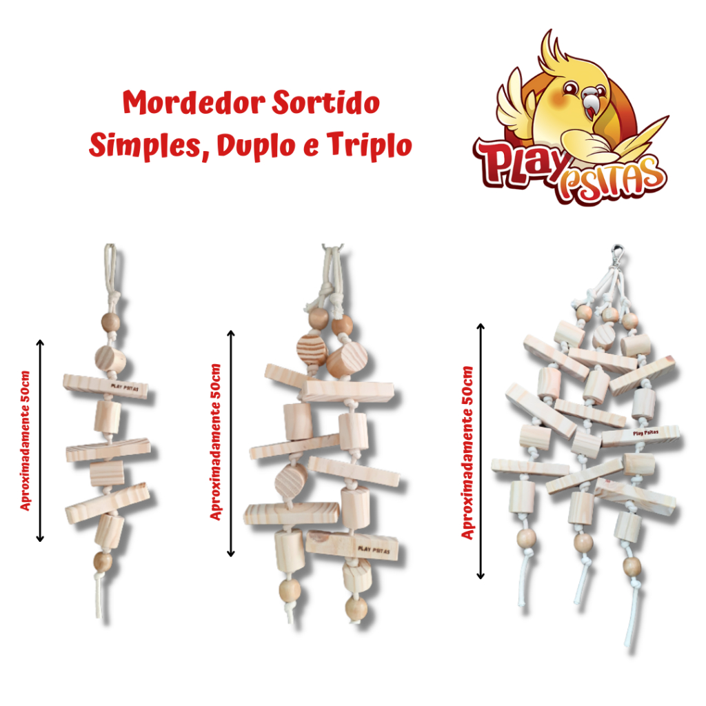 PROMOÇÃO – Brinquedo Mordedor Sortido Simples, Duplo e Triplo. Ideal para aves de médio porte.