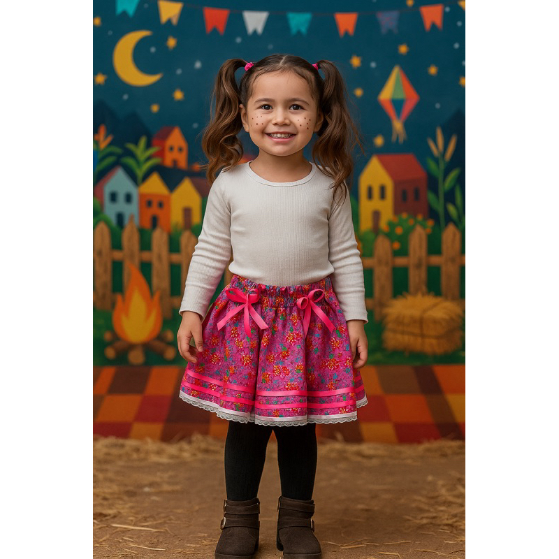 Saia infantil Festa Junina/ Quadrilha/ caipira/ Julina / fantasia – estampas variadas