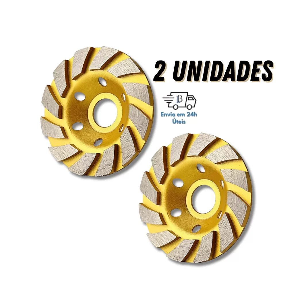 Kit 2 Discos Diamantados Turbo 100mm para Esmerilhadeira  Concreto e Mármore