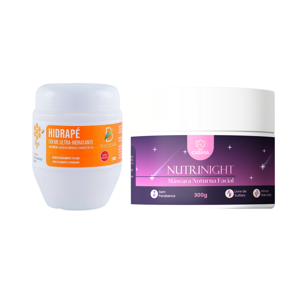 Kit Máscara Facial NutriNight 300g Fio Cabana + Creme Hidratante Hidrapé 240g BioSeiva | Pés