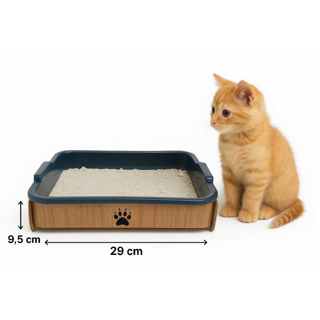 Caixa de Areia para Gatos com suporte em MDF e Bandeja Plástica  Design Sofisticado, Fácil de Limpar