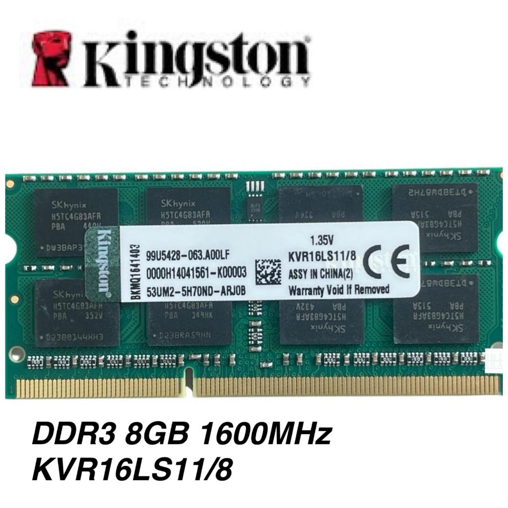 MEMÓRIA RAM DDR3 8G 1600MHZ NOTEBOOK KVR16LS11/8 KINGSTON
