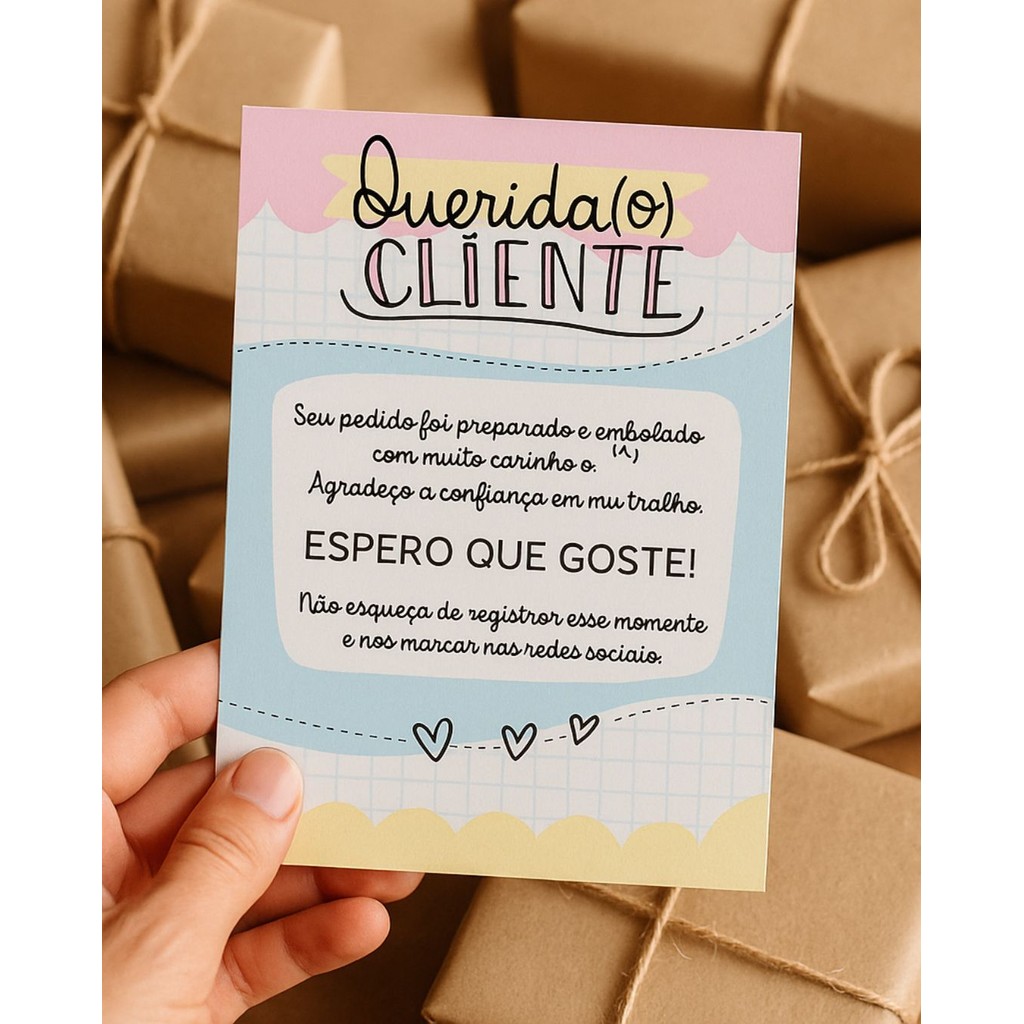 Cartões de Agradecimento ao Cliente Personalizado 7×10 cm kit 30 50 70 Panfleto Gratidão
