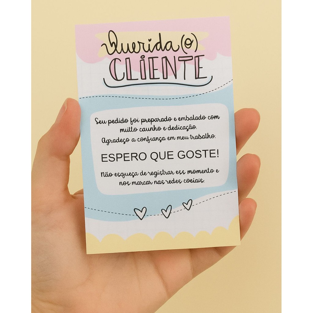 Cartões de Agradecimentoao Cliente 9,5×14 cm Urso Panfleto Gratidão Flyer Personalizado