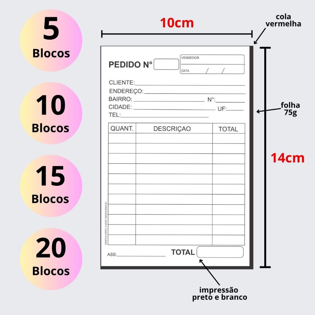 Bloco Anotação de Pedidos  50 Folhas  Cola Firme  Papel Branco  Envio Rápido #1