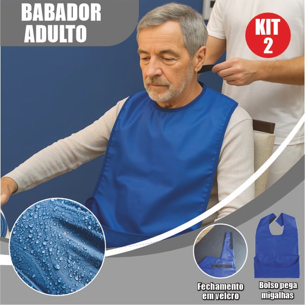 kit 2 Babador PVC Adulto Impermeável Reutilizáve