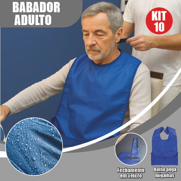 kit 10 Babador PVC Adulto Impermeável Reutilizáv