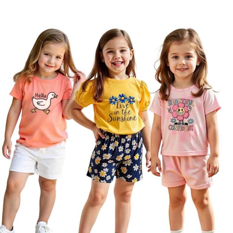 Kit C/6 peças 3 Conjuntos Verão menina Infantil 