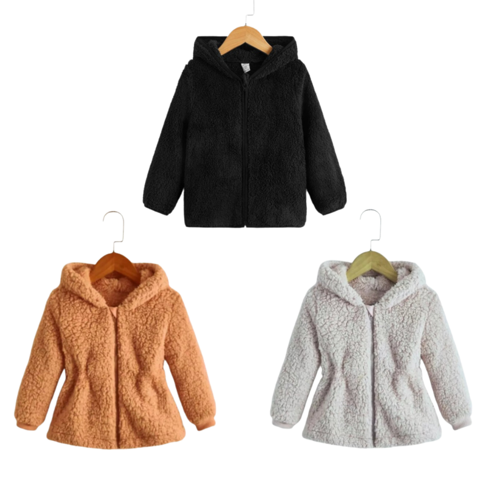 casaco masculino  infantil teddy pelucia de lã com capuz touca quente de pelinho blusa
