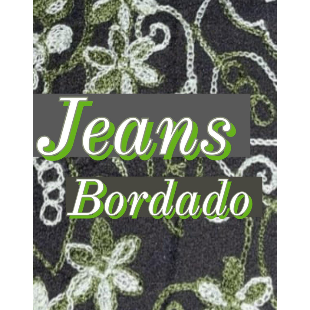 TECIDO JEANS BORDADO (1M X 1,30M) s9761
