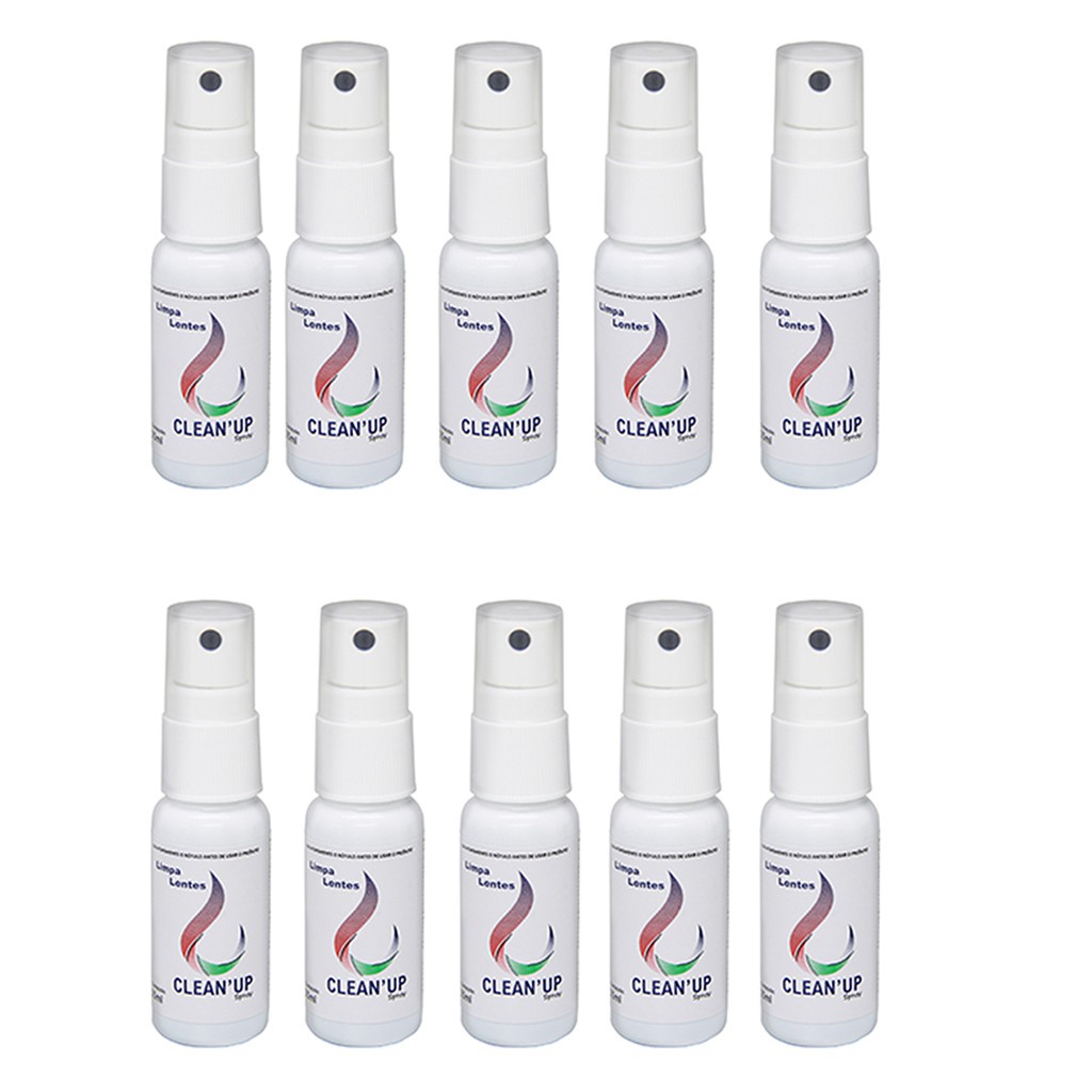 Limpa Lentes de óculos e telas Clean up de 25ml – kit com 10 unidades