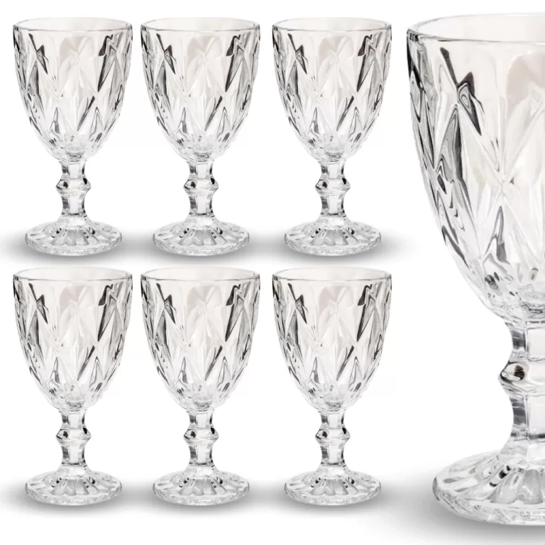 Jogo 6 Taça Diamante Copo Vidro Transparente Bico