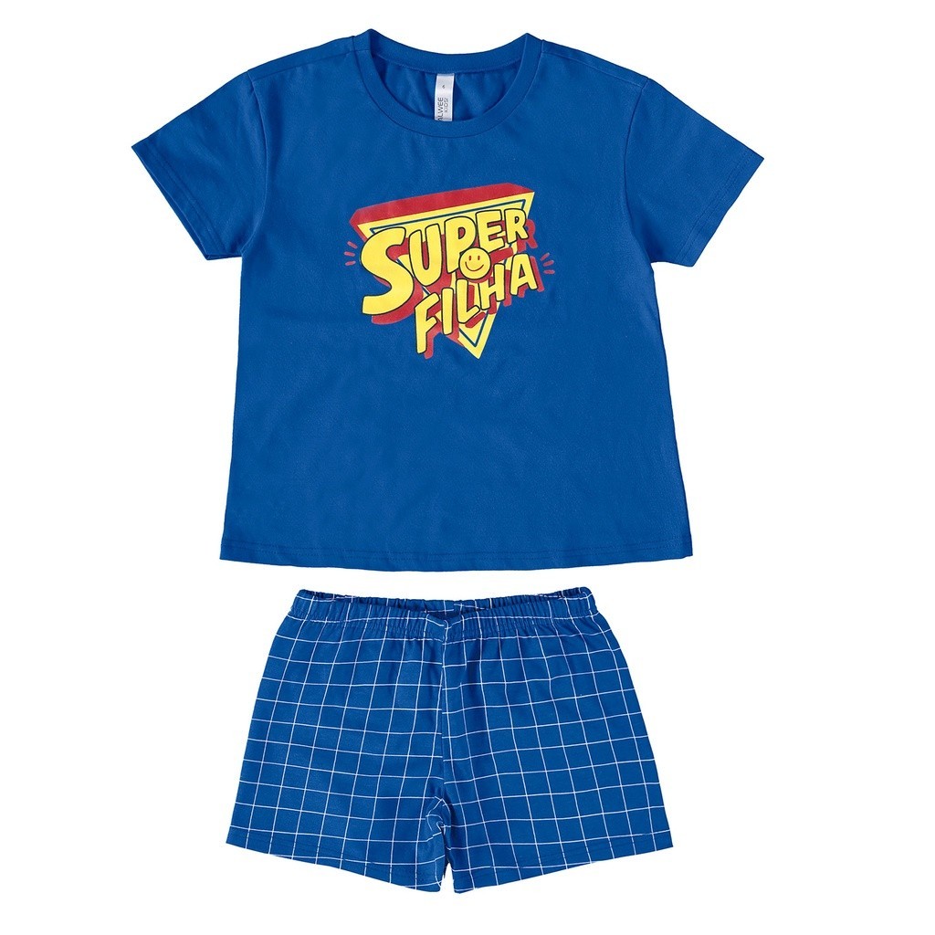 Pijama Infantil Feminino Verão Família Super Filha em Algodão Malwee Presente de Natal