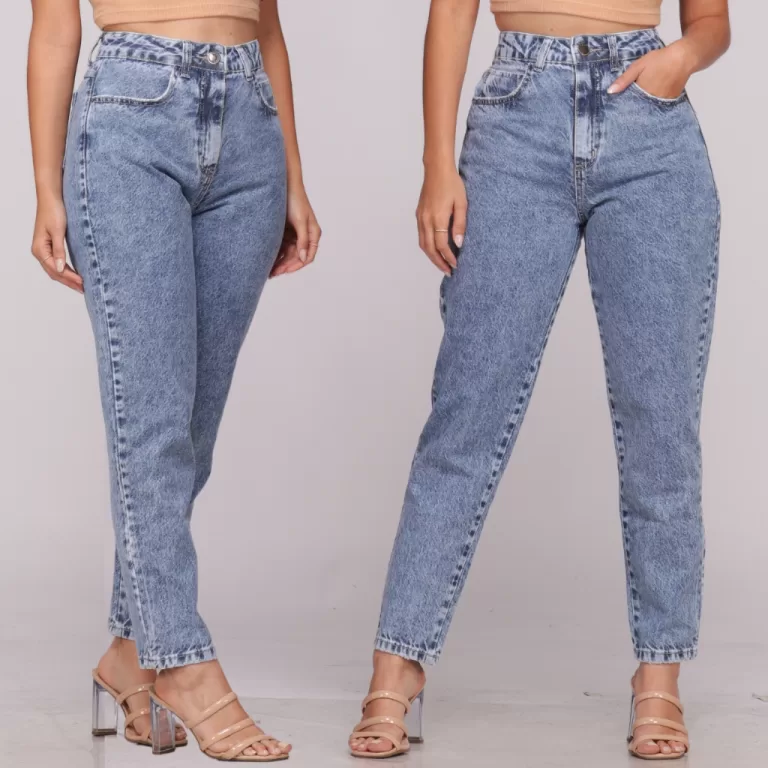 Calça Mom Jeans Cintura Alta Feminina Levanta Bum