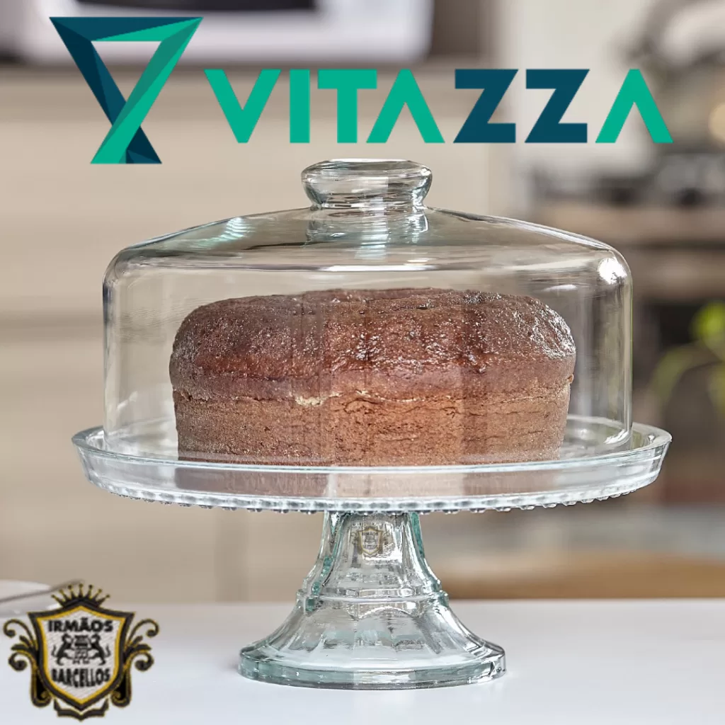 Boleira De Vidro Com Tampa e Pé Modelo Liso 28CM – Prato De Vidro Para Bolo Utensílios De Cozinha Vi