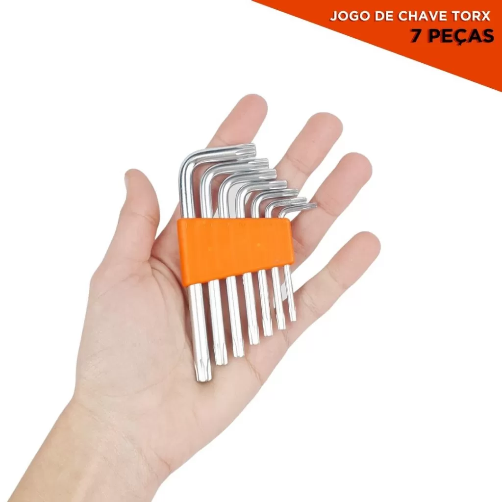 Chave Torx De Aço P – C/ 7 Peças Ergonômica – Torx de Alta Precisão – Kaftor