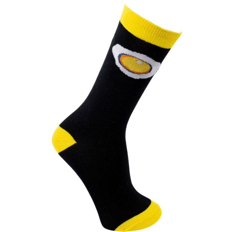 Meia Divertida Cano Longo Ovo Oddo Preta Masculina