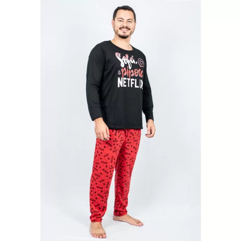 Pijama Netflix Longo Masculino Inverno Longo Adult