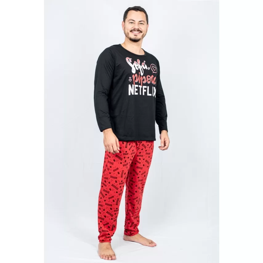 Pijama Netflix Longo Masculino Inverno Longo Adulto