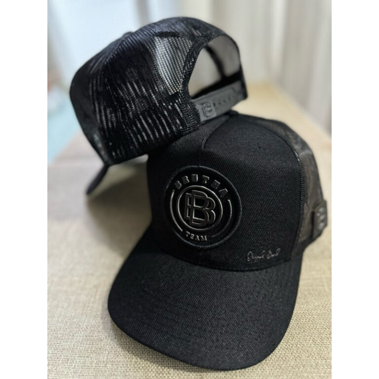 Boné Trucker Country Liso All Black com Tela Aba 