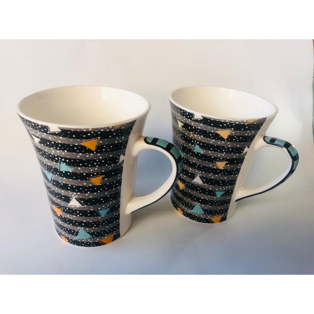 Caneca Porcelana Night Triângulo 340ml c/ 2 unid. – Yangzi