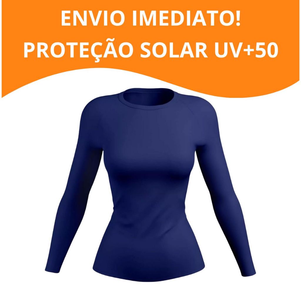 Camiseta Feminina Proteção Solar UV+50 Manga Comprida Tecido Ice-Gelado