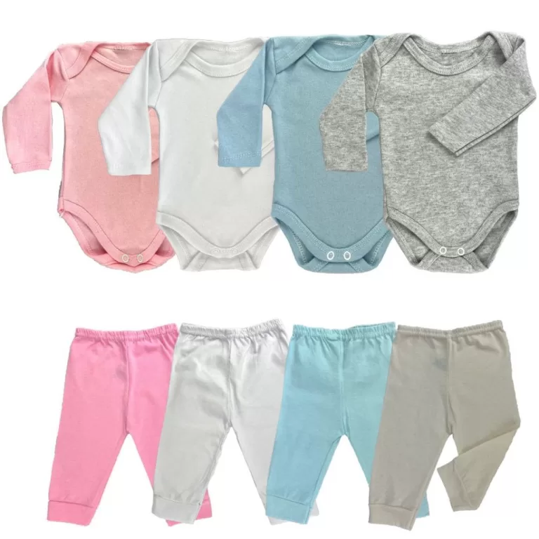 kit 4 peças mijão calça e body manga longa infa