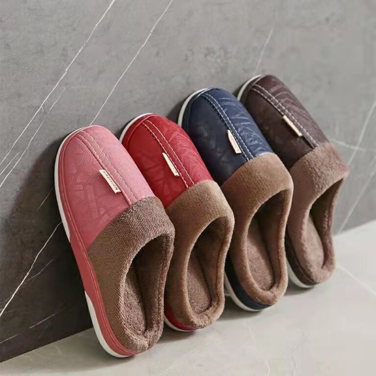 Pantufa Couro sintético Impermeável De Inverno Q