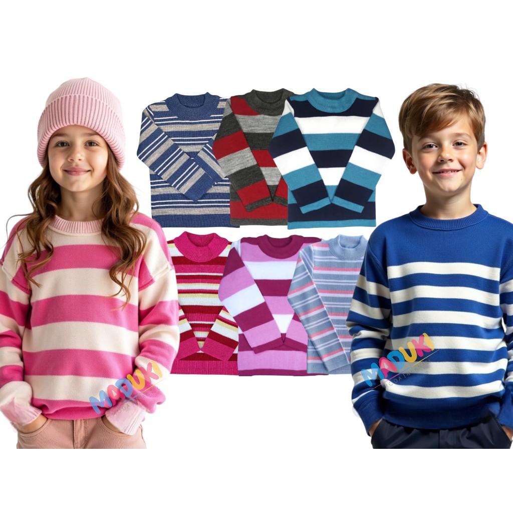 Kit 3 Blusas de Lã Tricot Infantil Juvenil Feminina Masculina Inverno
