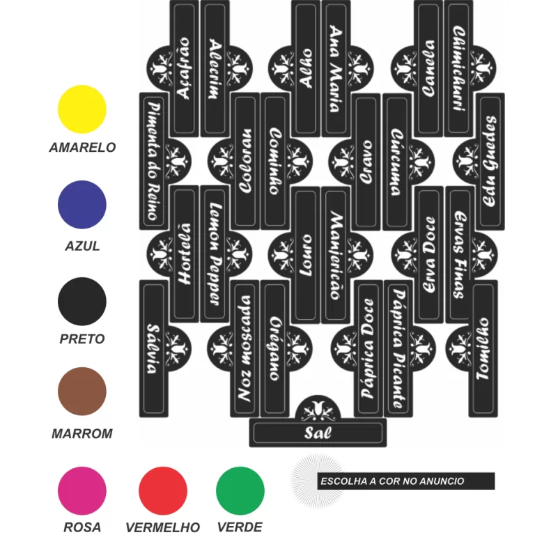 CARTELA TEMPERO 25 ETIQUETAS ADESIVO AUTO COLANTE 