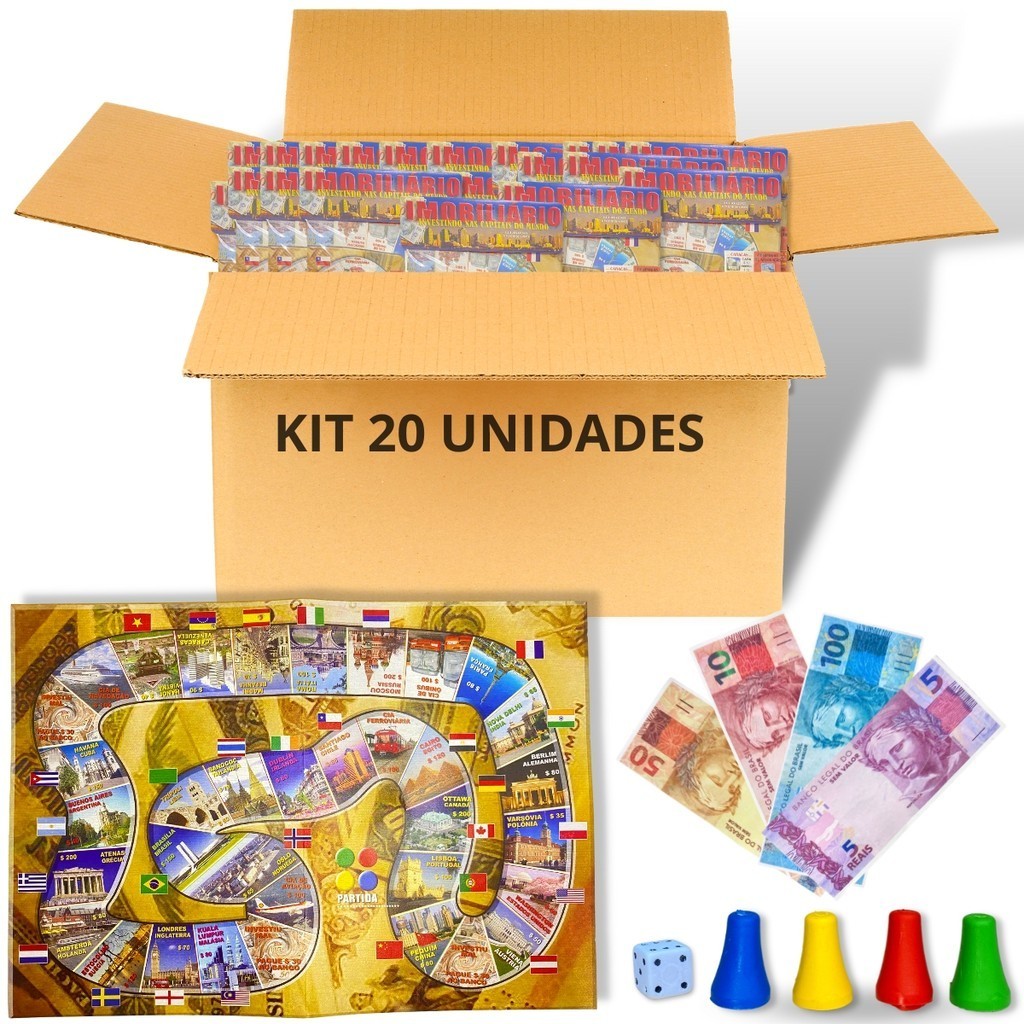 Kit 20 Jogo Banco Imobiliário Atacado Festa Junina Presente