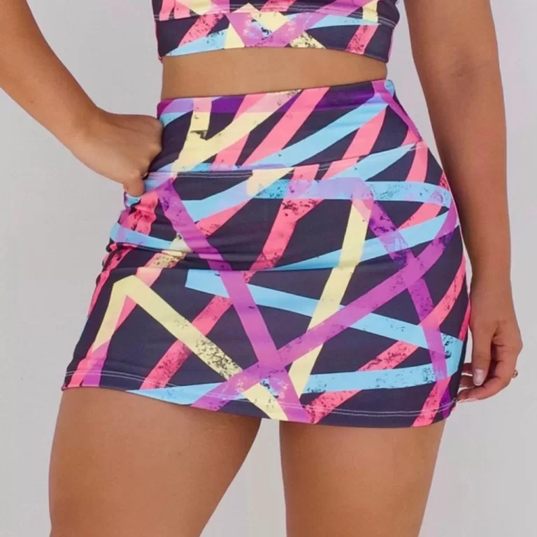 Short Saia Feminino Cintura Alta Suplex Esportivo 