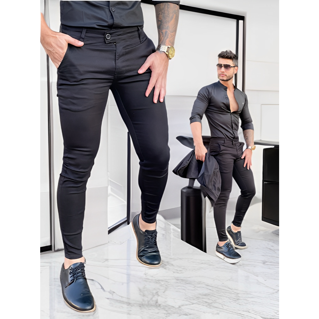 Calça Masculina Sport Fino Luxo Acetinada Cos Italiano Alfaiataria Tecido Premium Nao Amassa
